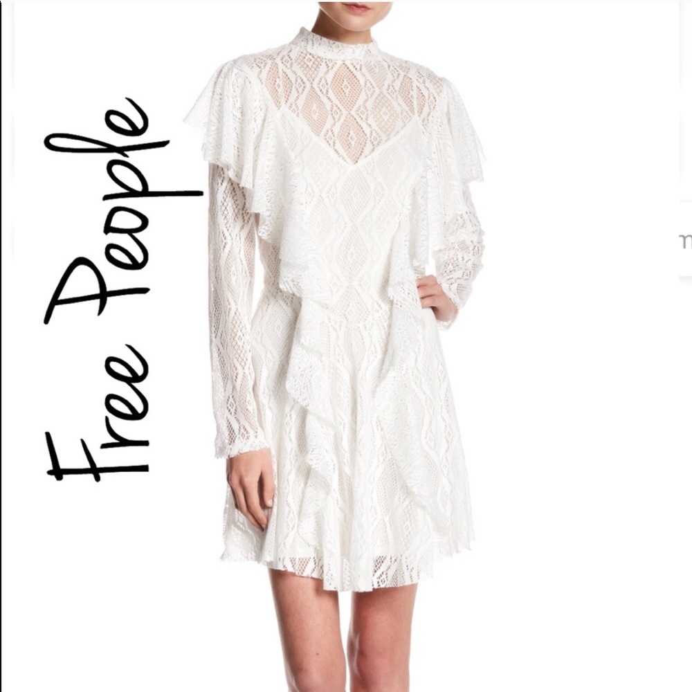 Free People Mock Neck Lace Dress